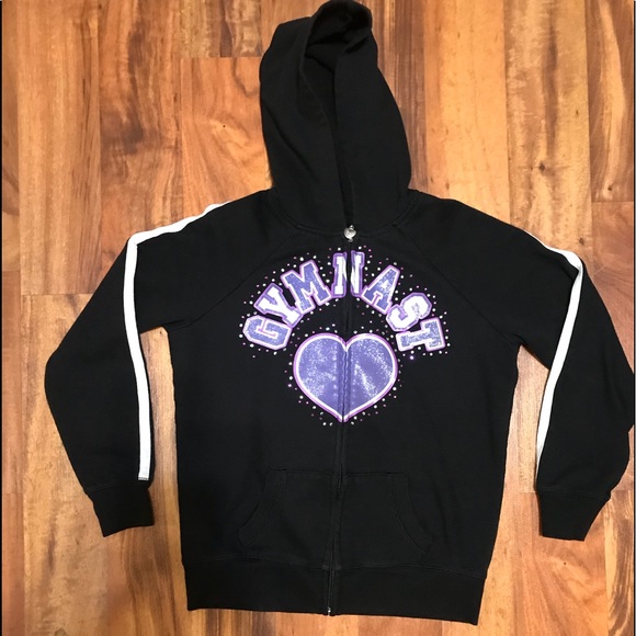 NWT Justice Girls Black Velour Hoodie Sweatshirt Choose Size!